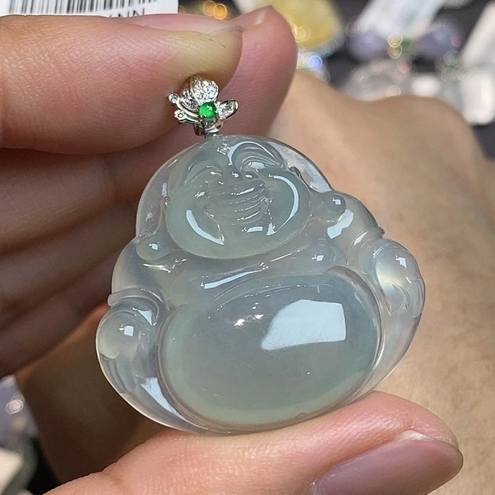 翡翠颈饰18K金镶嵌佛公