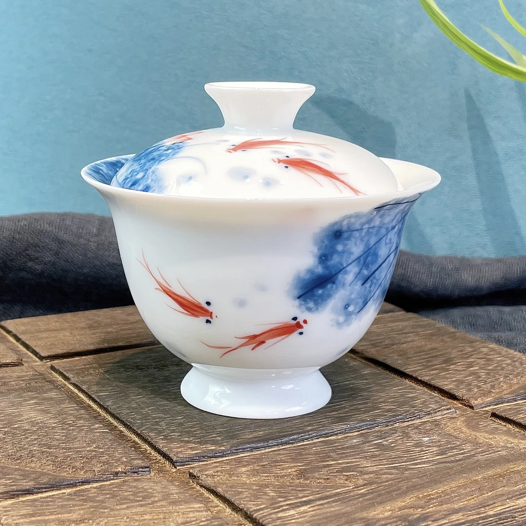 鱼戏莲150ml二才加赠送3个50cc客杯加赠送9.2cm盖置