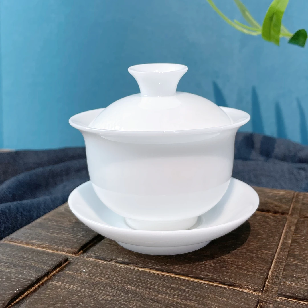 纯白冰种三才盖碗150cc