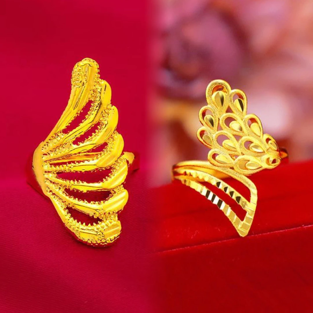 精美时尚凤尾戒指气质百搭不掉色凤尾花戒指可调节