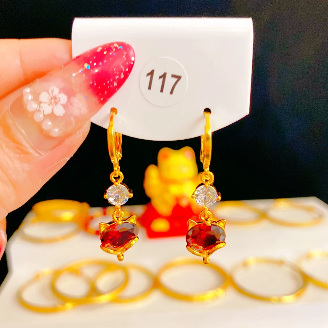 精美狐狸耳环女耳扣简约时尚高级感耳圈百搭耳饰品个性