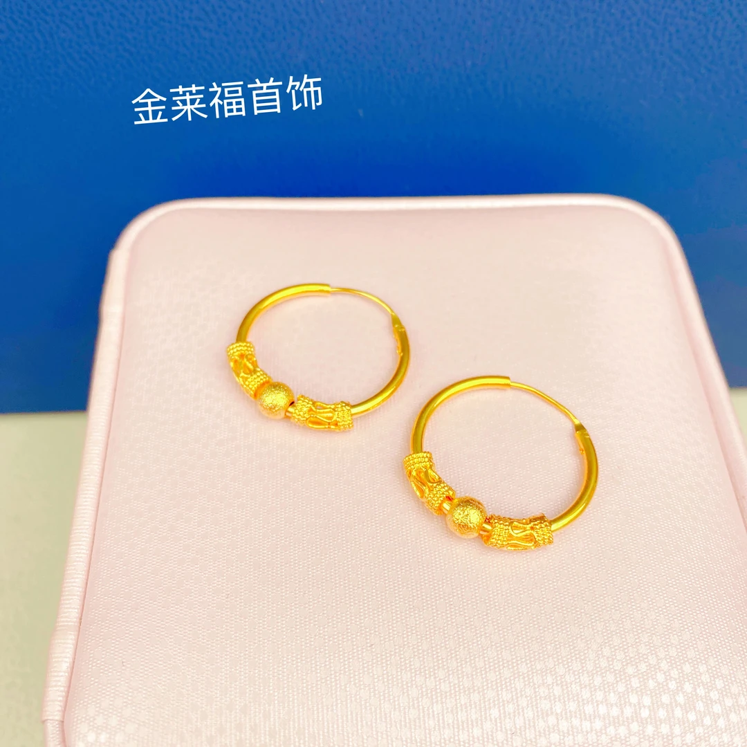 转运珠珠耳圈金色耳环气质百搭时尚圆圈饰耳坠 5号