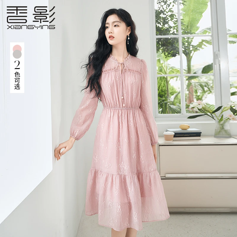 【直播专享】Q843125连衣裙 香影连衣裙女长袖秋季新款木耳领收