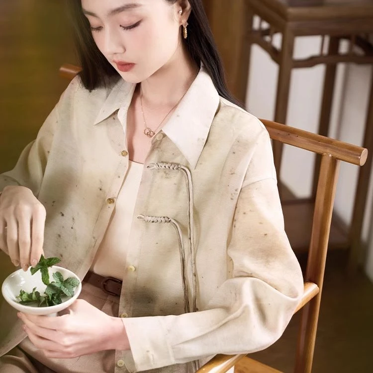 【赵老板专属】C842066衬衫 香影新中式长袖衬衫女夏季新款衬衣外