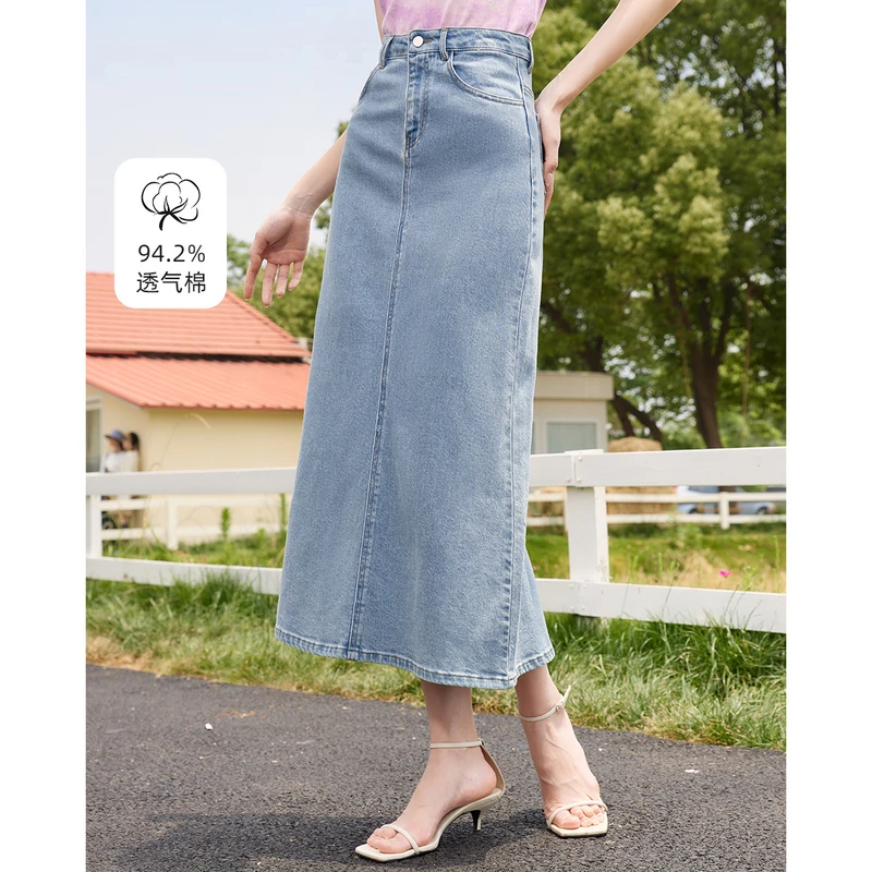 粉丝专享A642706半身裙 香影a字牛仔半身裙女夏季新款高腰气
