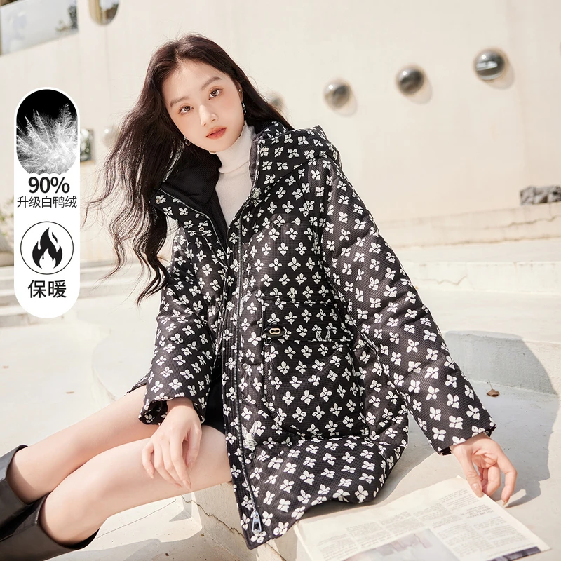 【丽公主专属】Y834441羽绒服 香影连帽羽绒服女冬装新款时尚印