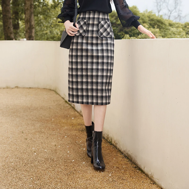 【直播专享】A3101811半身裙 香影格子半身裙女年冬季新款复