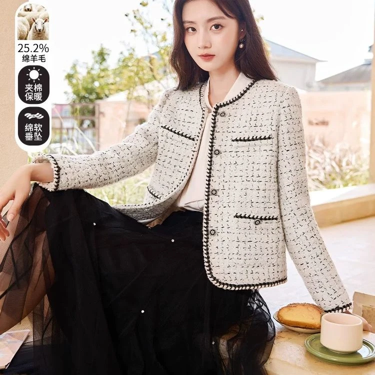 J834235短外套 香影法式小香风外套女短款2023秋冬新款高级感圆领