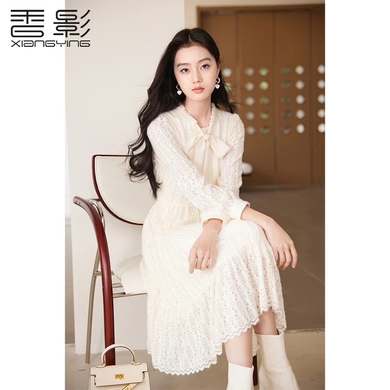 【丽公主专属】Q844139连衣裙 香影拉毛蕾丝爱心镂空连衣裙25秋冬新