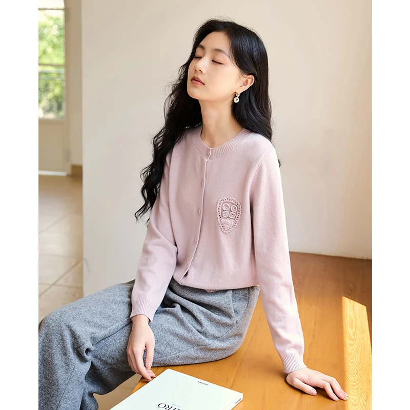 Z844165毛针织衫 香影针织开衫女2024秋冬新款长袖圆领miu系