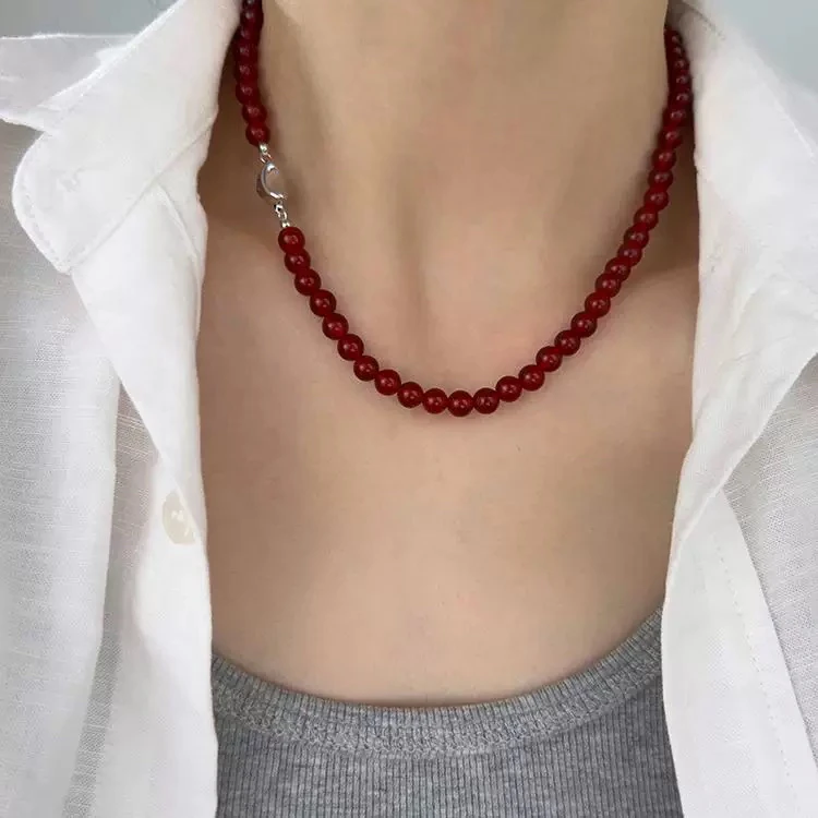 铜合金琉璃项链 新中式风轻奢气质高级感显白元宝扣琉璃锁骨链