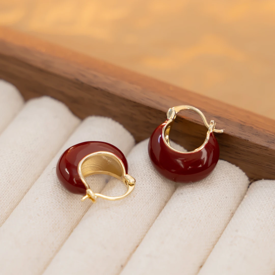 铜合金耳饰 秋冬新款美拉德色系法式复古个性小众火爆款提包耳环