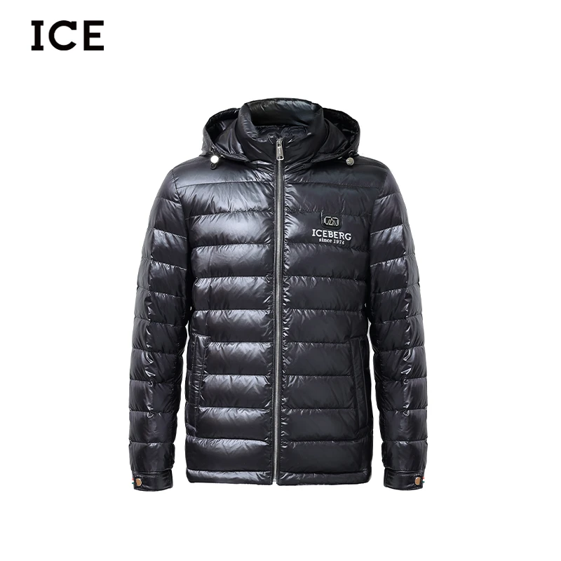 ICE冬季设计感休闲连帽短款连帽羽绒服保暖男黑色外套ICE22AW2622