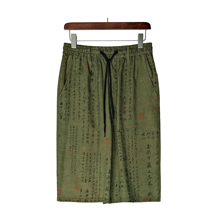 88271 男士双面短裤 中国风夏季桑蚕丝绢纺香云纱复古宽松休闲裤