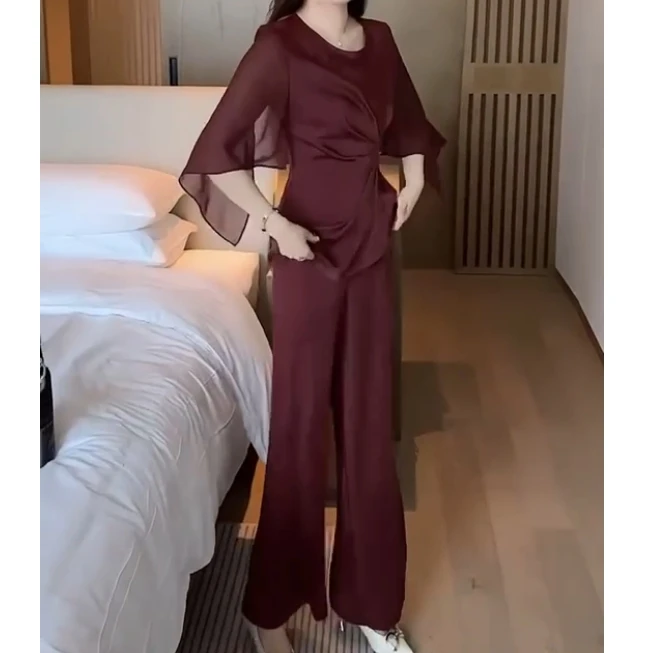 套装【上衣+长裤】显瘦气质洋气时尚休闲夏季复古【20】401401