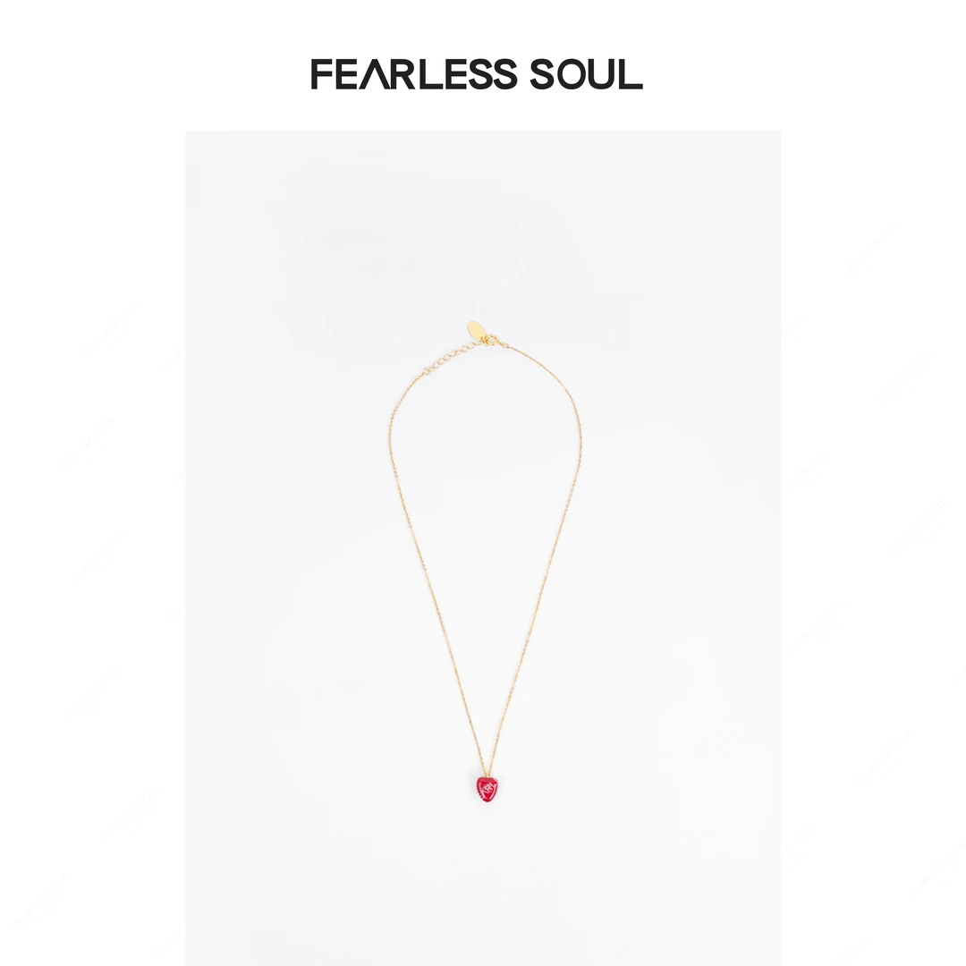 链子925银 TFF X FS 法国小众立体桃心吊坠金色项链 6186 =