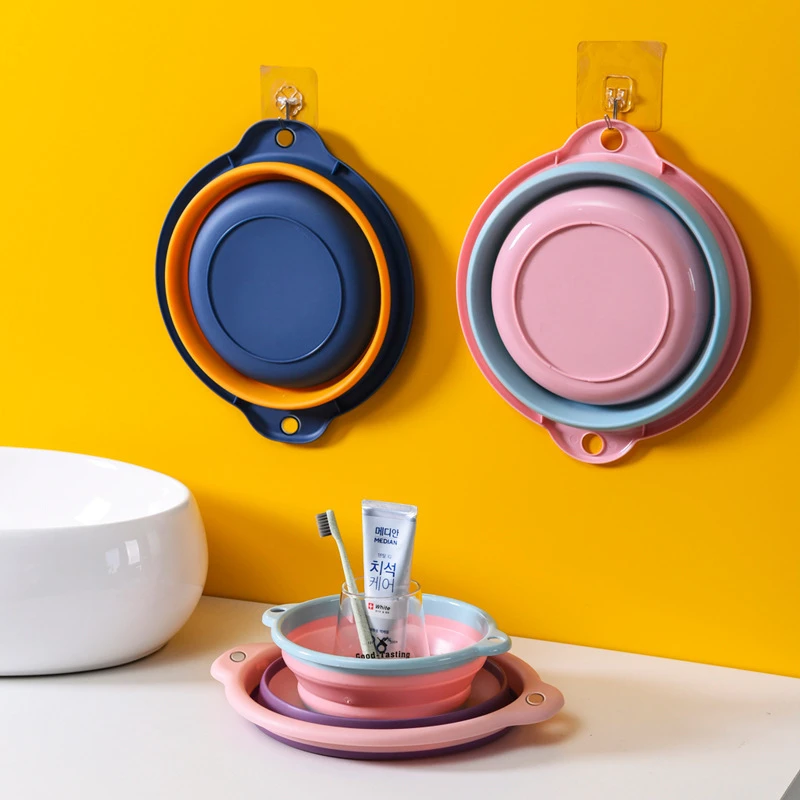 家居用品伸缩可折叠洗脸盆户外旅行便携式硅胶塑料洗脸洗脚盆加厚