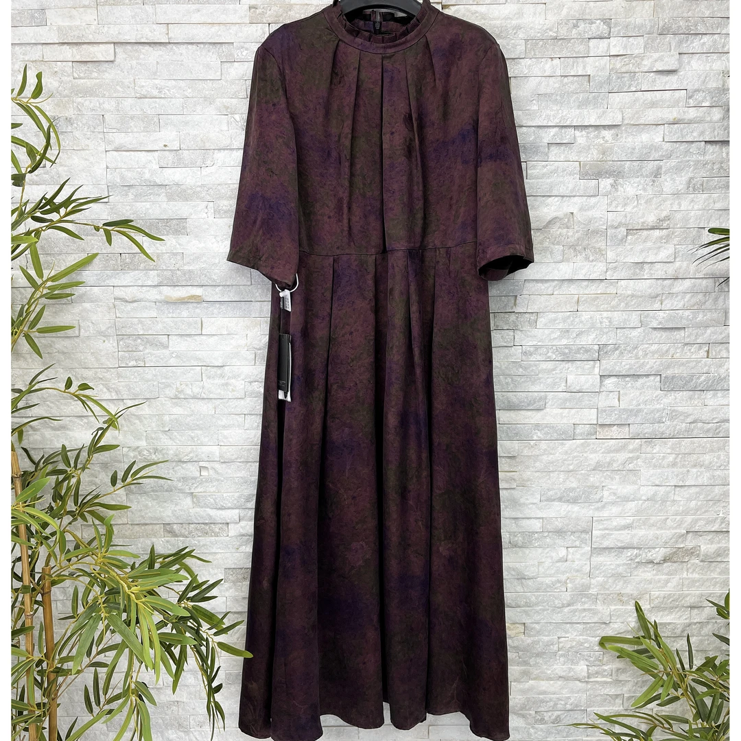 【华袍丝绸】时尚桑蚕丝香云纱复古国风中式女装连衣裙YGJN-9116