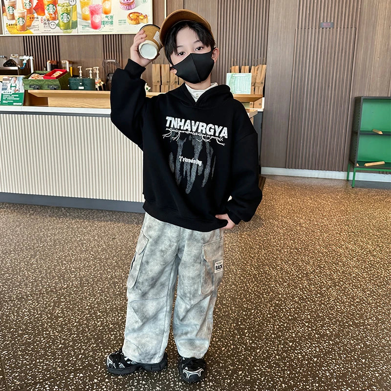 【冬款55】儿童冬季加绒加厚休闲时尚保暖上衣裤子套装组合