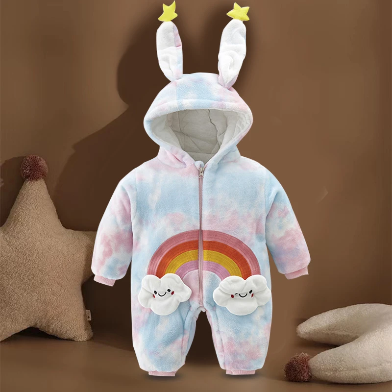婴儿冬装加厚棉服连体衣加厚保暖新生儿宝宝衣服可爱洋气外出抱衣