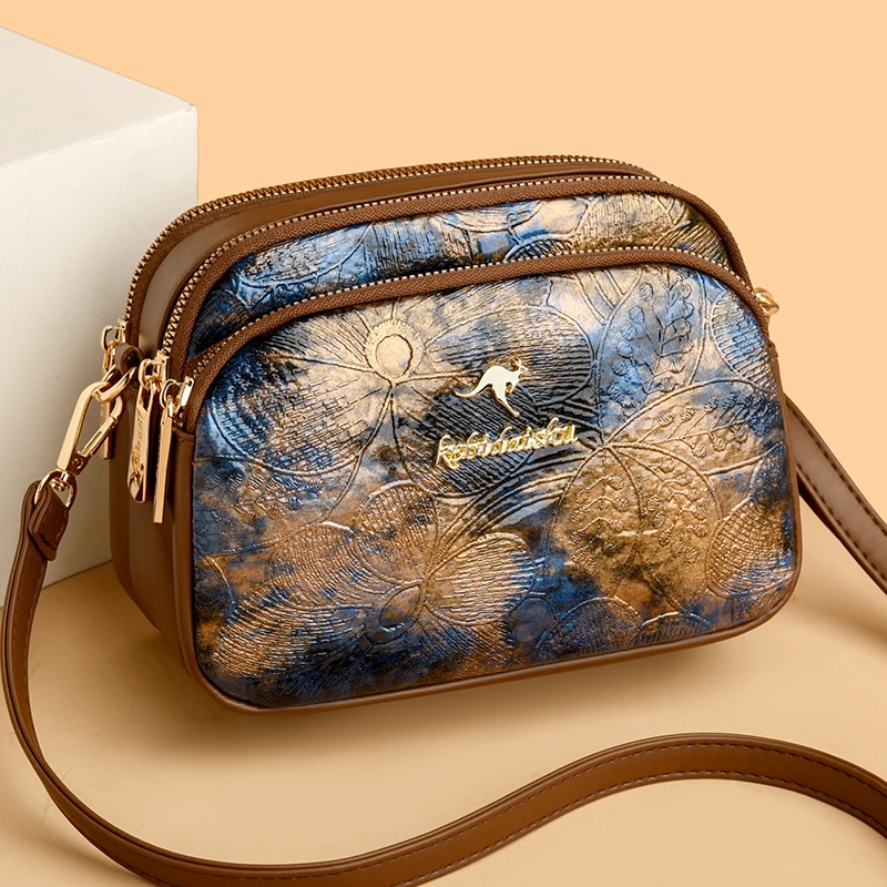 正品女包真皮单肩斜挎包2024新款夏季多层小包休闲百搭手机零钱包