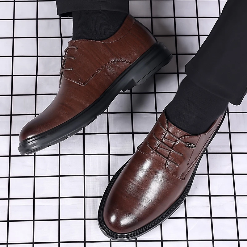 9612秋季新款真皮牛皮男士皮鞋商务休闲百搭黑色鞋子