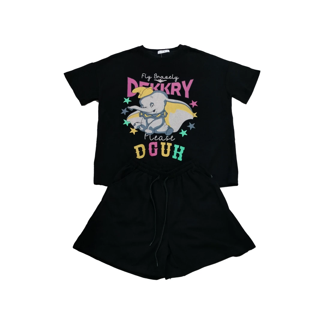 【伊人风尚服饰推荐】2024夏季新款卡通印花休闲套装4172