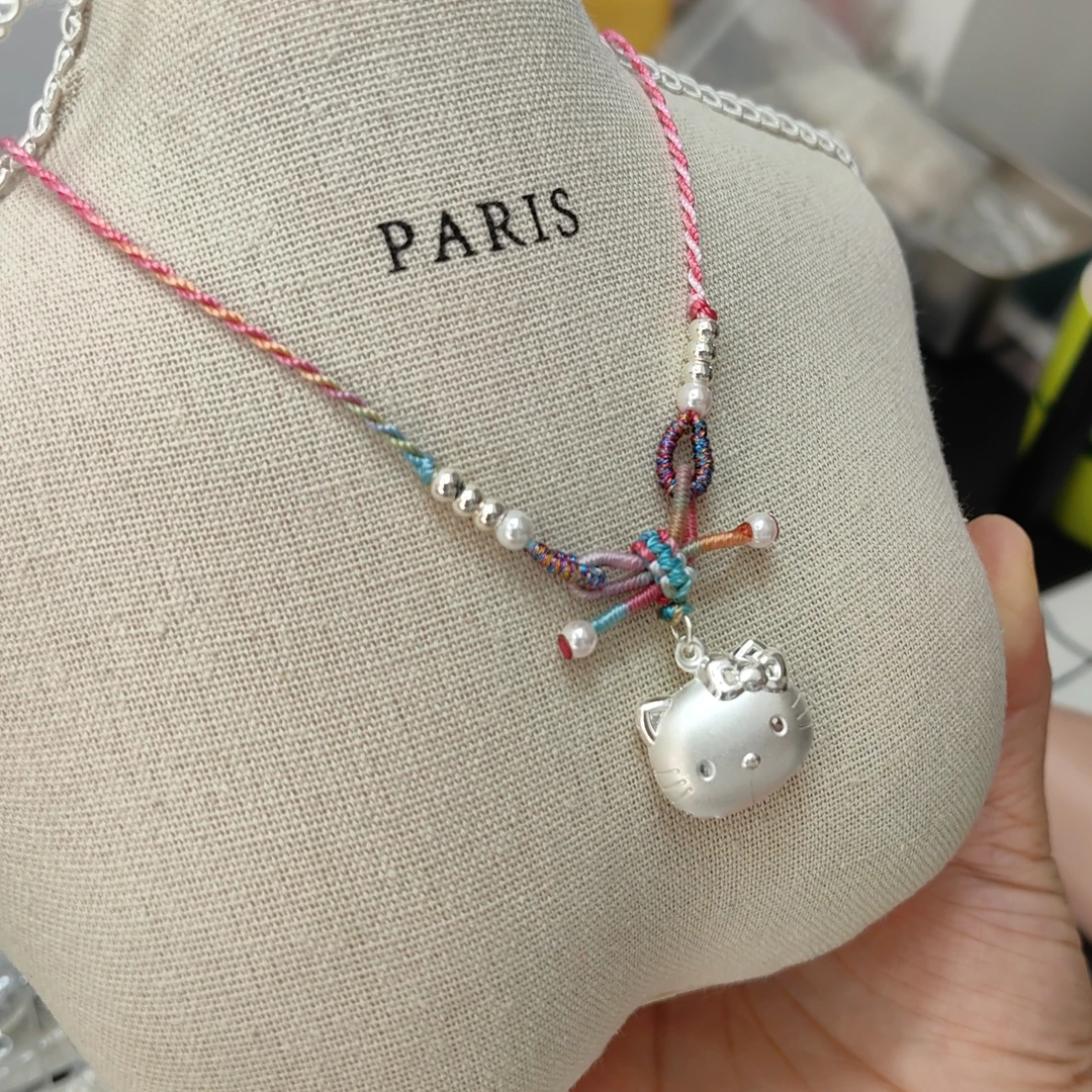 吊坠足银 足银990 kt猫项链