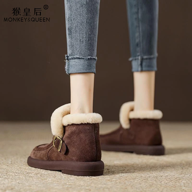户外防滑真皮雪地靴女加绒加厚保暖棉鞋2024冬季新款羊毛短款棉靴