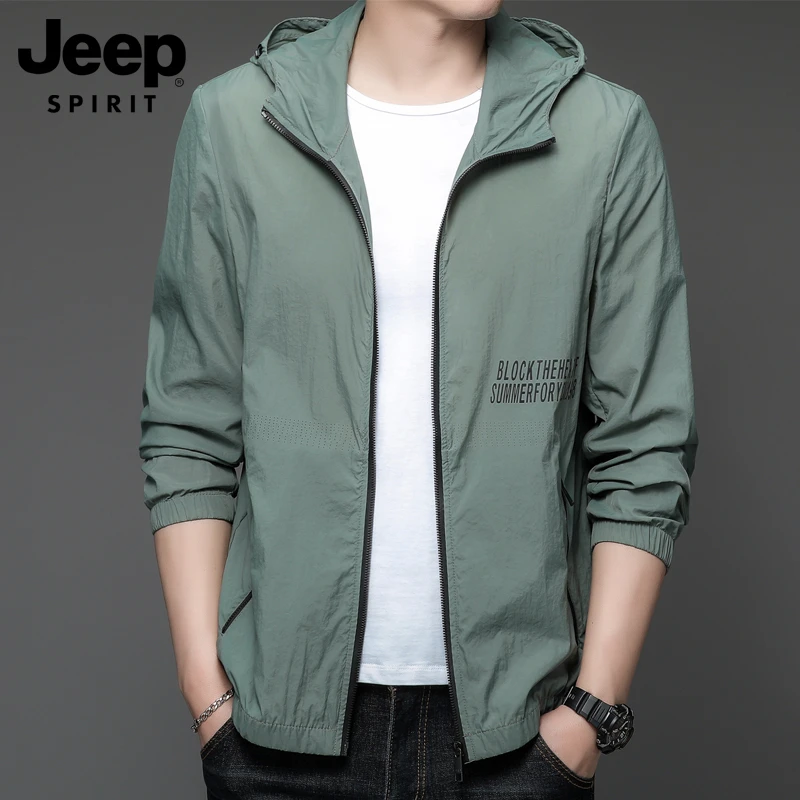 JEEPSPIRIT吉普防晒衣男士防紫外线外套男款夏季薄款运动防晒服男