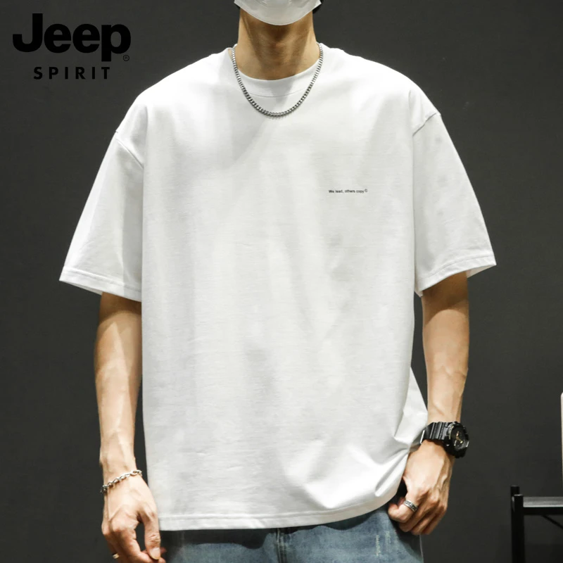 JEEPSPIRIT吉普男款圆领t恤男士夏季薄款宽松百搭短袖上衣半袖男