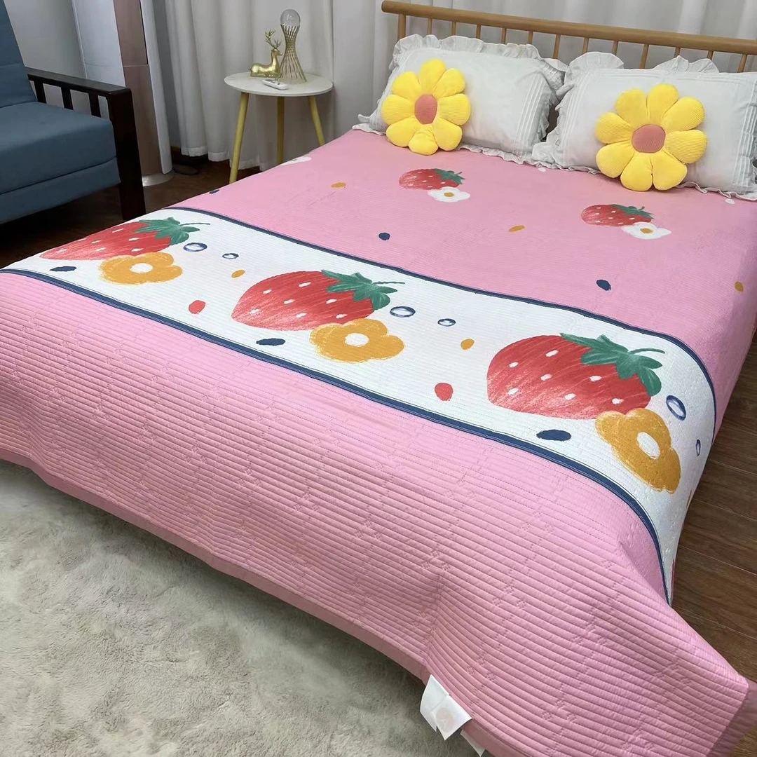 【草莓粉】防滑加厚成人家用四季床盖两面两用双面多孤品