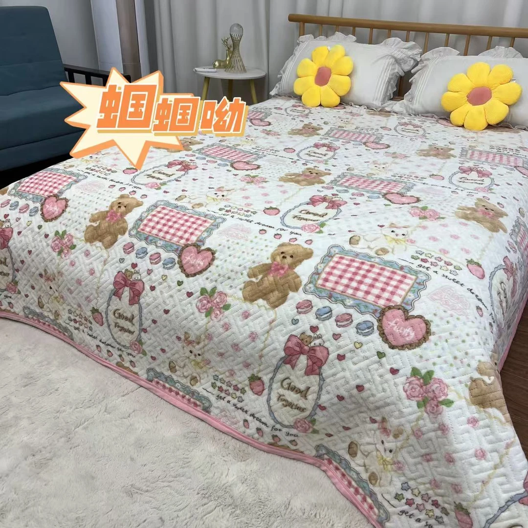 【洛丽塔】 柔软舒适牛奶绒床盖微瑕