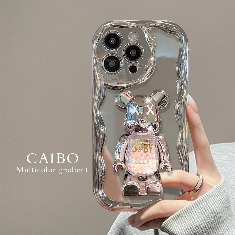 电镀小熊适用苹果vivo华为oppo小米iPhone15新款小众手机壳