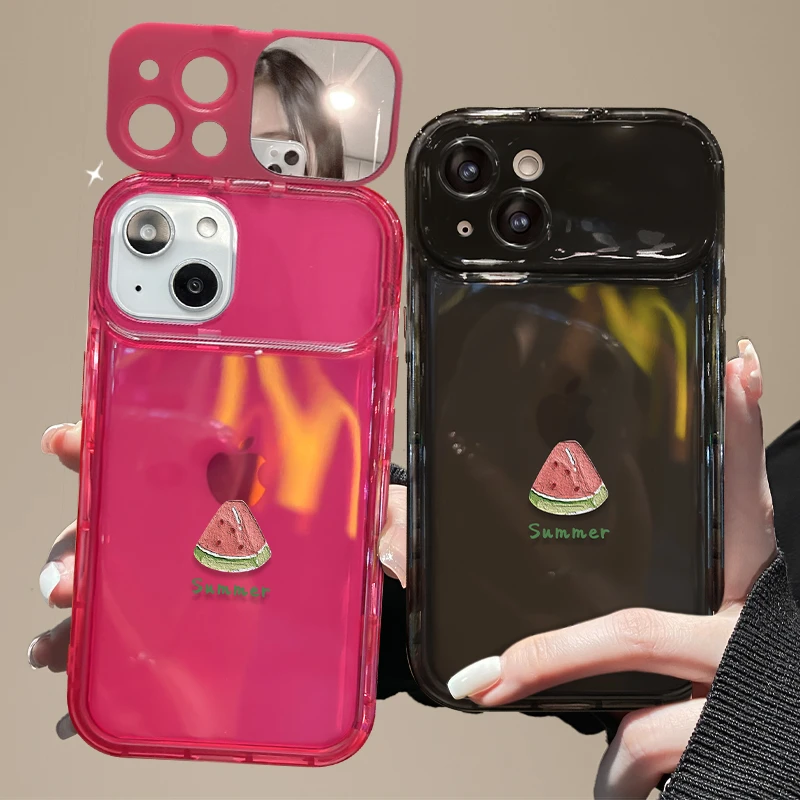 夏日西瓜适用苹果14/华为/vivo/小米/oppo翻盖镜子iPhone15手机壳