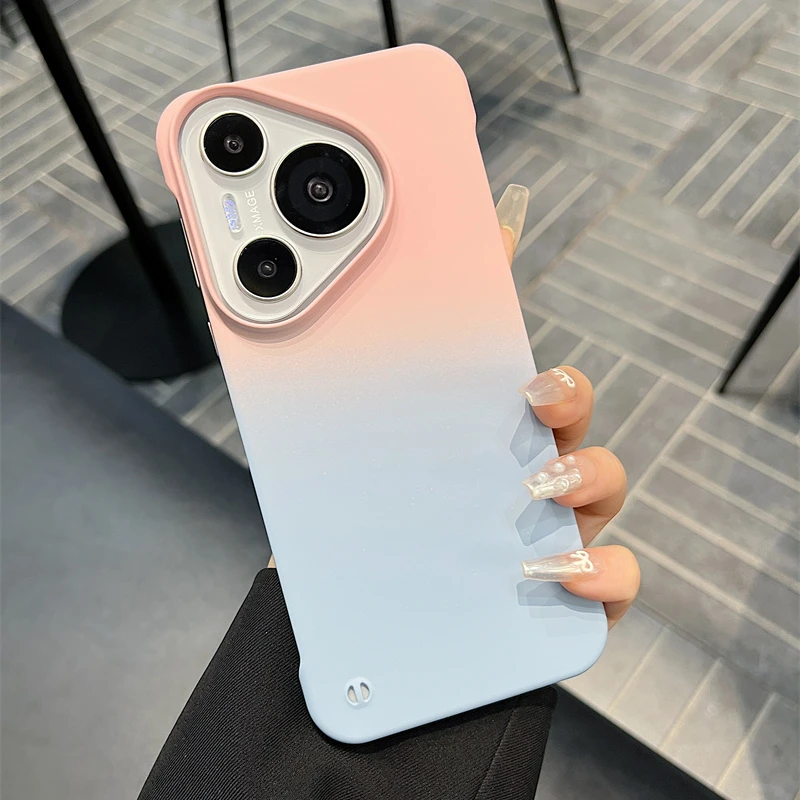 适用华为pura70pro手机壳渐变拼色无边框mate70/60/50pro