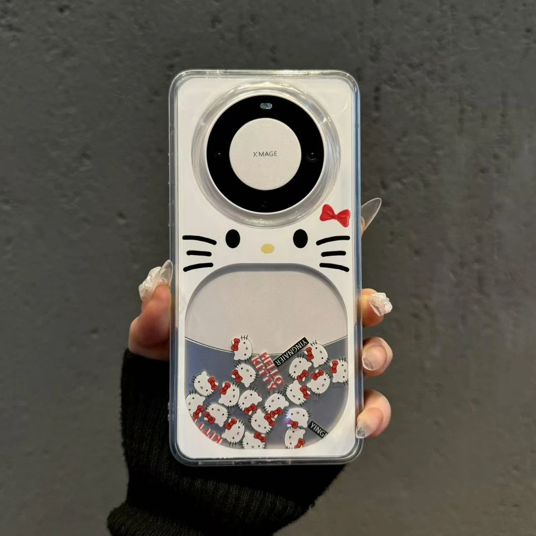 适用华为mate60pro手机壳pura70pro卡通可爱KT猫滑块mate40/50pro