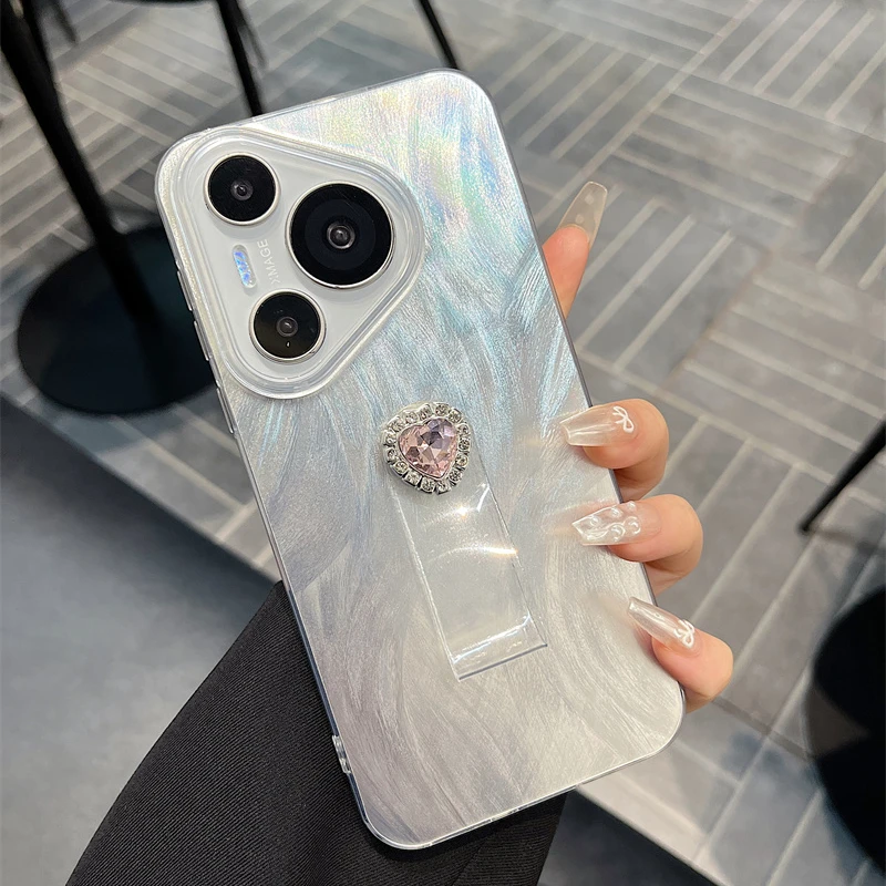适用华为Pura70/60手机壳mate60/50/40羽纱立体粉钻荣耀100/90/80