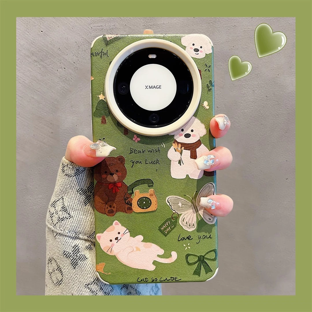 草坪小熊狗狗适用华为mate60pro+手机壳p6050pro新款mate40/50pro