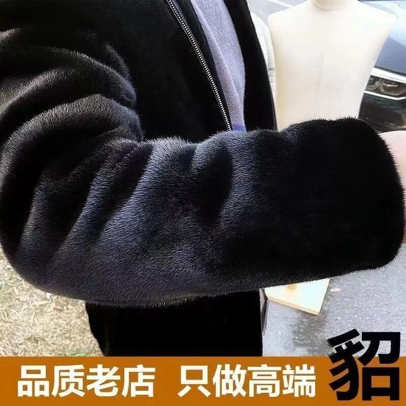 【正品】海宁百搭抗寒潮流男貂秋冬保暖时尚外套夹克男士加厚皮草