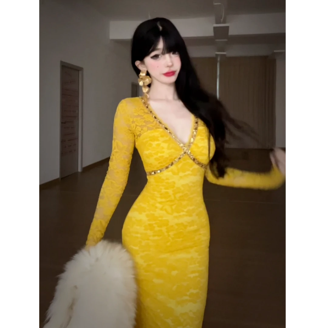 【小洋家】不可机洗（凤求凰）重工法式气质修身收腰裙子-SXYJL406224