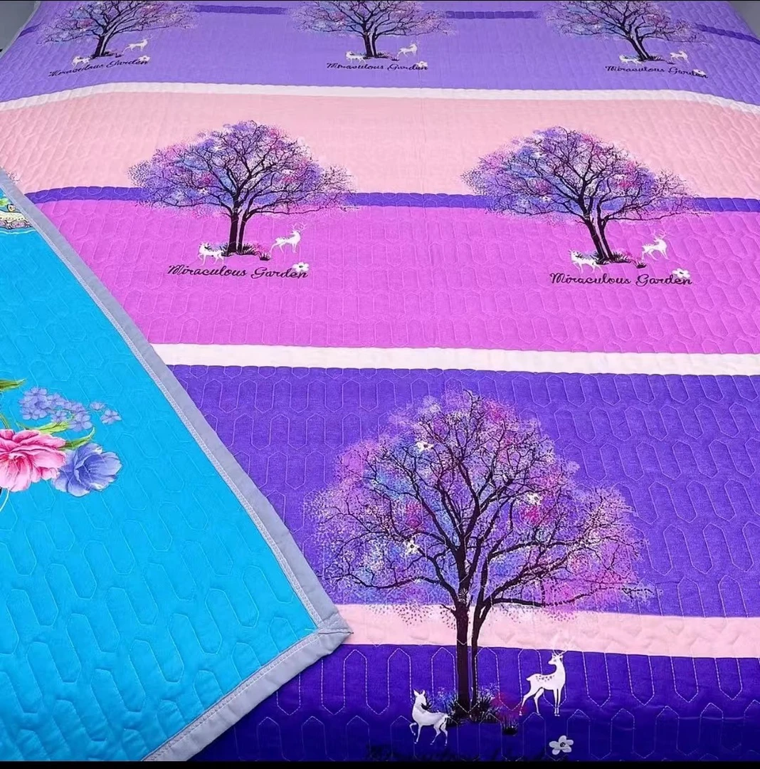 四季通用亲肤透气印花【发财树】床盖大床床单床单双人床床单单件