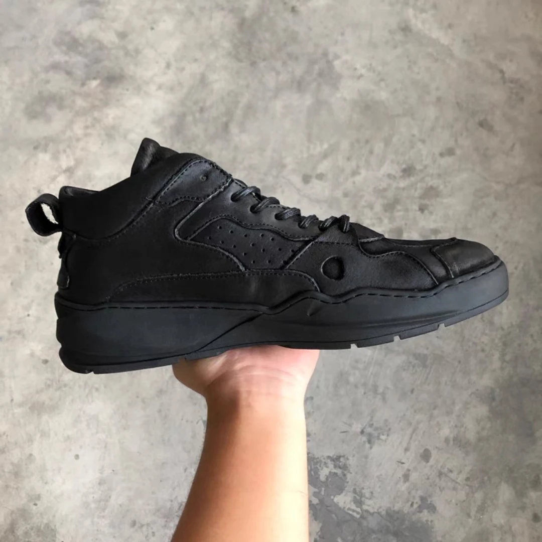 骑士靴黑武士全黑酷帅真皮高帮复古加厚保暖板鞋百搭休闲男鞋2730