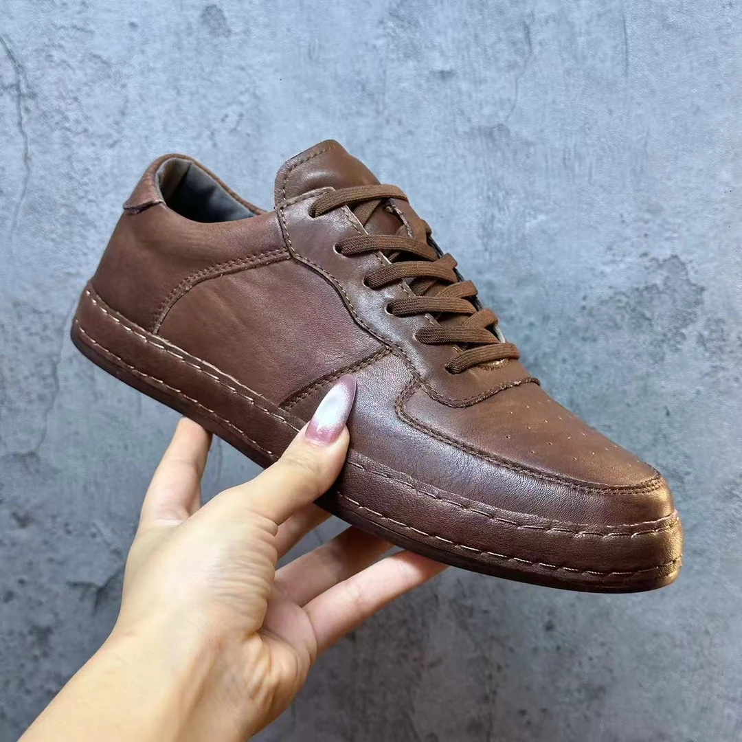 HENIDAISH厚底工装鞋男款英伦新款真皮男士低帮休闲男鞋1821
