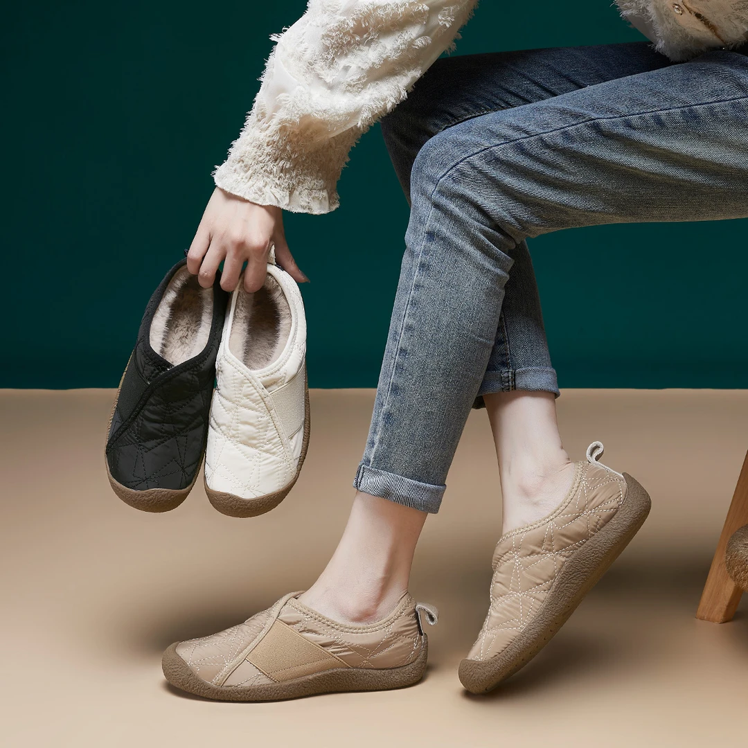 420秋冬新款2024宇航布料加羊毛一脚蹬低跟舒适防滑轻便女鞋