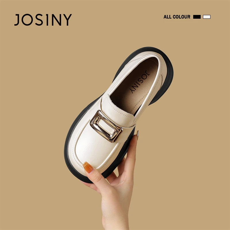 卓诗尼时尚乐福鞋女2025新款秋季厚底百搭jk小皮鞋松糕金属扣单鞋