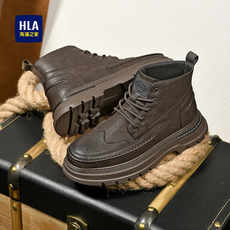 HLA/海澜之家高帮百搭加绒秋季马丁靴中帮秋冬时尚潮鞋工装鞋男鞋