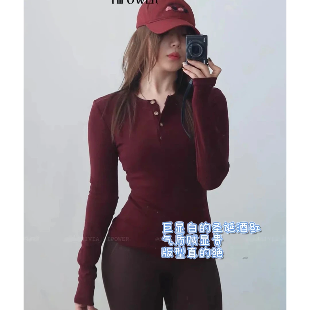 面料超赞！亨利衫修身显瘦打底衫运动休闲瑜伽服