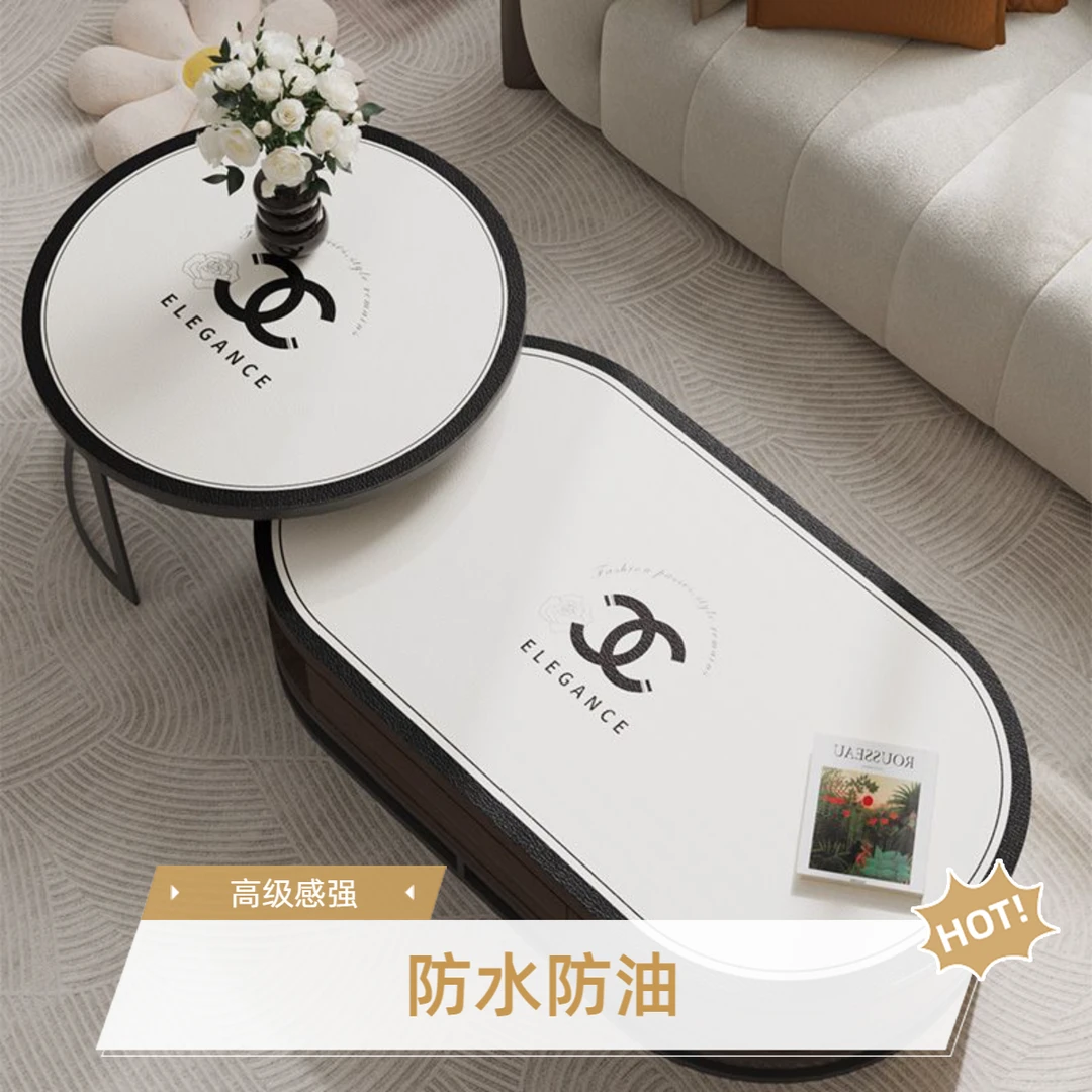 轻奢高级感椭圆形茶几垫防水防油桌布客厅圆形弧形茶几桌垫餐桌垫