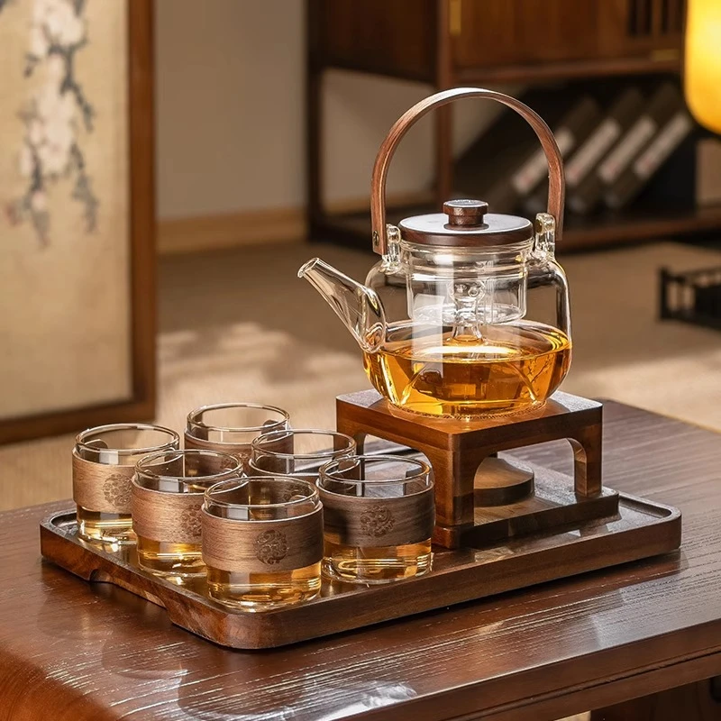 格娜斯日式耐高温玻璃花茶壶套装家用小型电陶炉耐热大容量煮茶壶